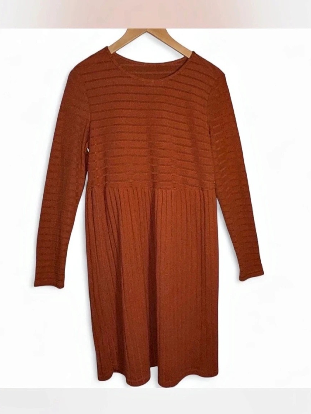 Emery Rose Ribbed Midi Dress in Orange Size Medium Like New